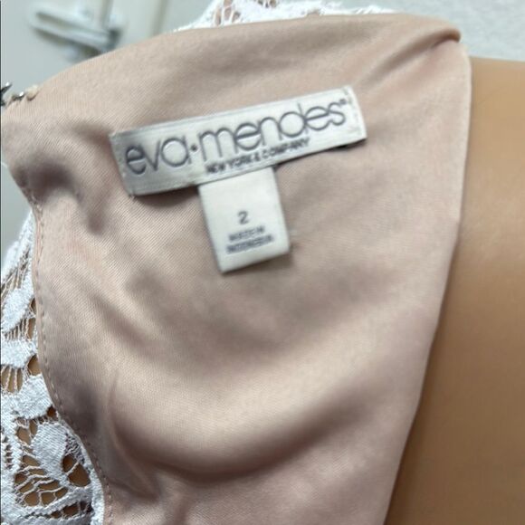 Eva Mendes for New York & Company White Lace Crotchet Midi Dress Sz 2 3/4 Sleeve - Picture 8 of 17